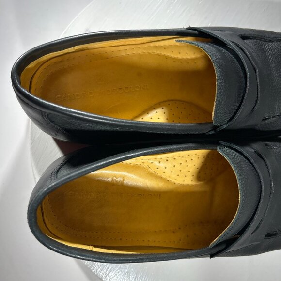 Sandro Moscoloni Mens Size 10 Leather Loafers Shoes Dress Black Apron Split Toe - Picture 9 of 12